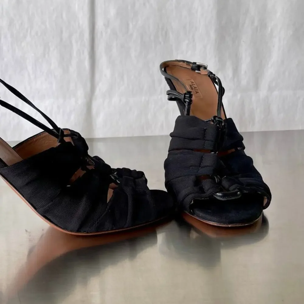 Alaïa Paris Black Knit Strappy Stiletto Heels Size 41 US 10.5-11